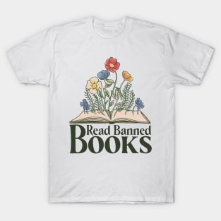 Wildflowers Coming Out of Book Design T-Shirt